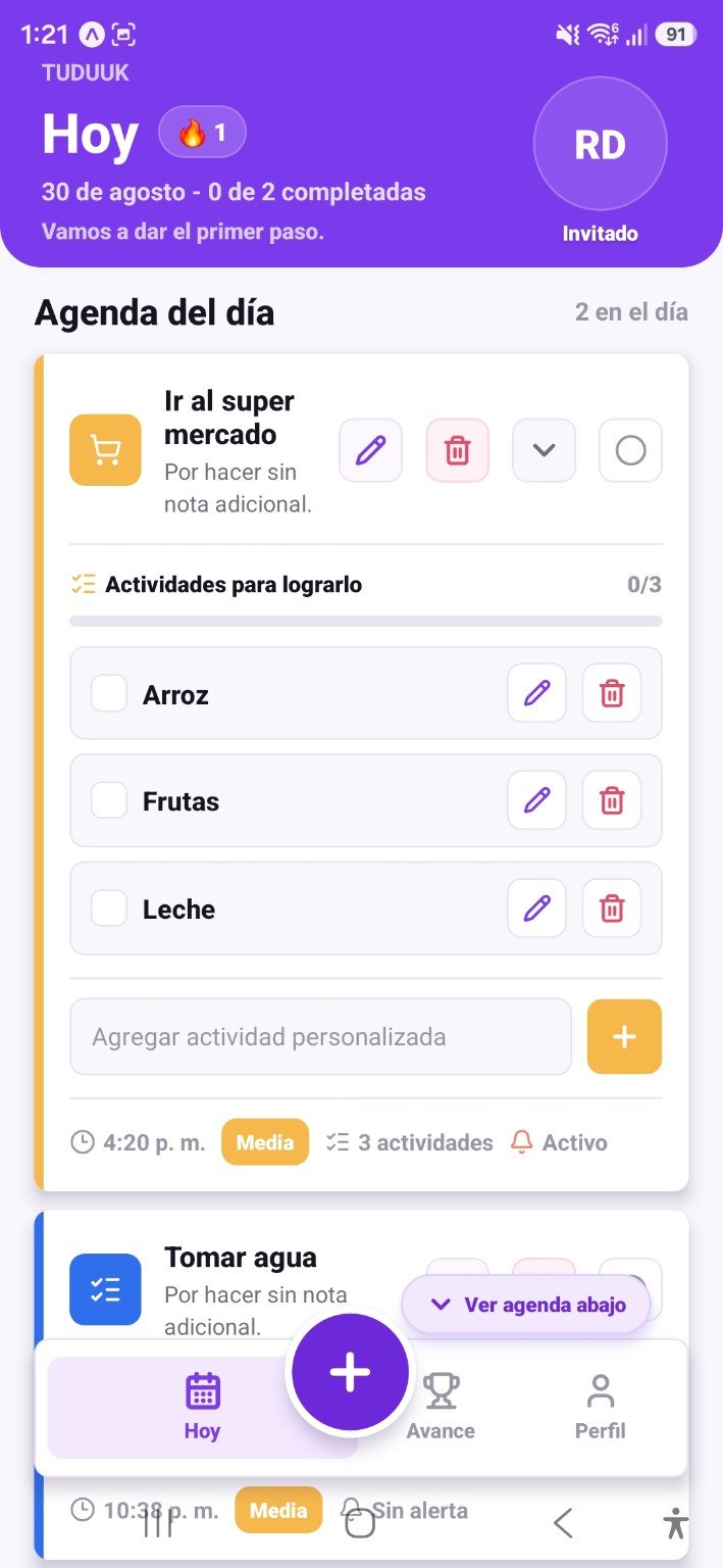 Agenda del día en TUDUUK