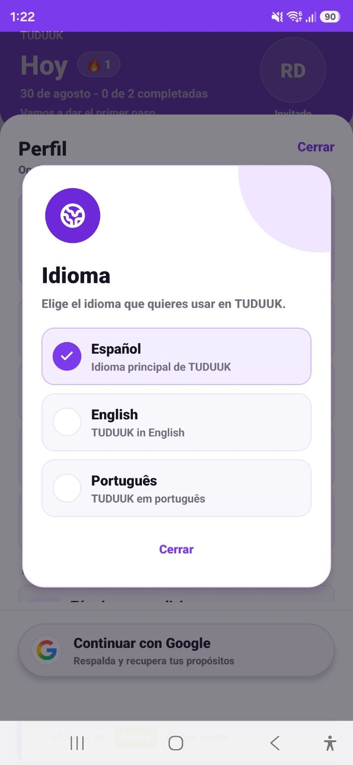 Selector de idioma de TUDUUK