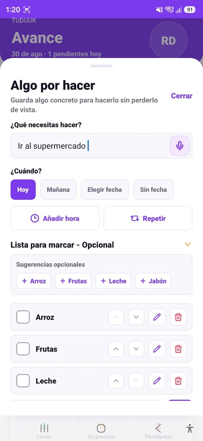 Lista para marcar en TUDUUK